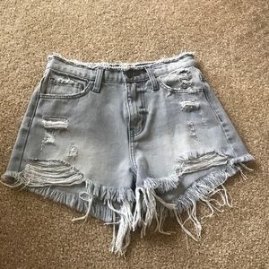 Flying monkey grey distressed denim shorts NWT